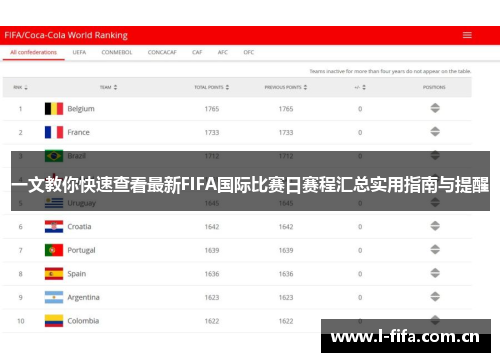 一文教你快速查看最新FIFA国际比赛日赛程汇总实用指南与提醒 一文教你快速查看最新FIFA国际比赛日赛程汇总实用指南与提醒